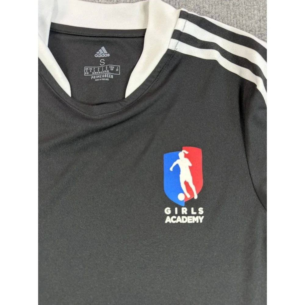 adidas AEROREADY girls Soccer Jersey S Black White V-Neck Breathable